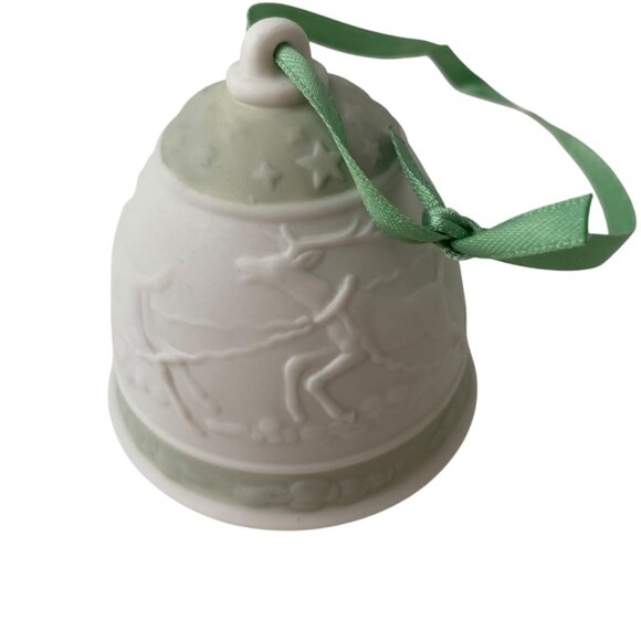 Set 2 Lladro Porcelain Christmas Ornaments 1988 Bell 1989 Sphere 3D Green Pink - Picture 5 of 13